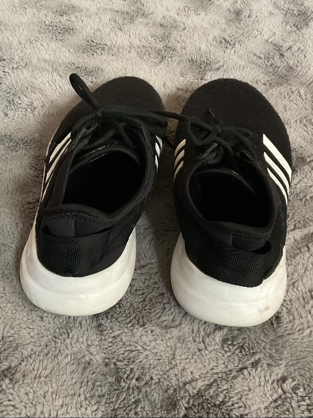 adidas Women's Black Sneakers with White Stripes - Picture 6 of 8